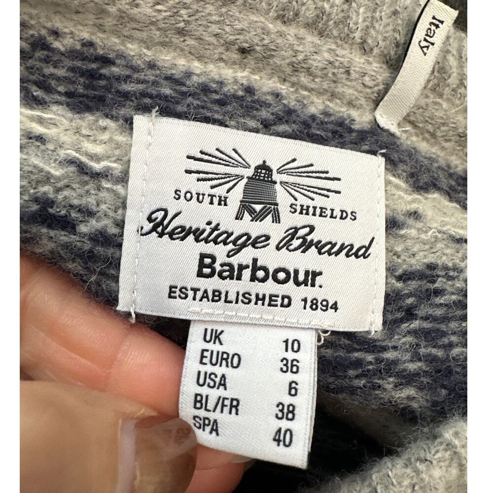 Barbour Women's Audrey Navy/Gray Fair Isle Boat Neck Sweater, Size 6, Like New - Picture 3 of 5